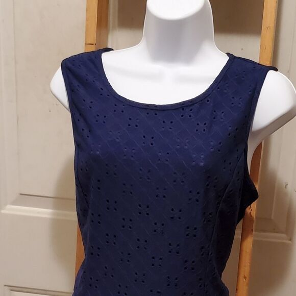 BCX Blouse Women XLarge Peplum Sleeveless Eyelet Cottagecore Whimsical Fairycore - Picture 4 of 14